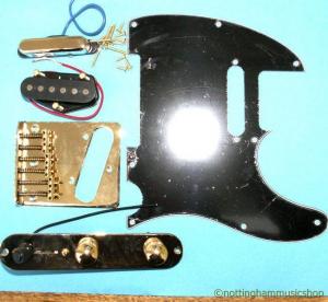 GOLD FENDER TELECASTER STYLE PICKUPS PICKGUARD SWITCH PLATE JACK